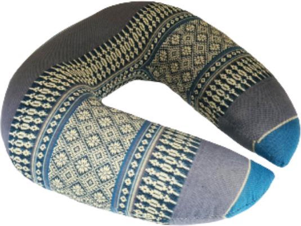 Thais kussen – Nekkussen – Ondersteuningskussen – Reis kussen - Croissant kussen - Blauw en Grijs