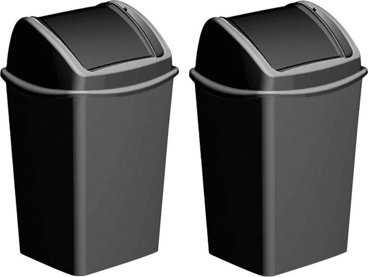 2x Zwarte vuilnisbakken/prullenbakken 25 liter 34