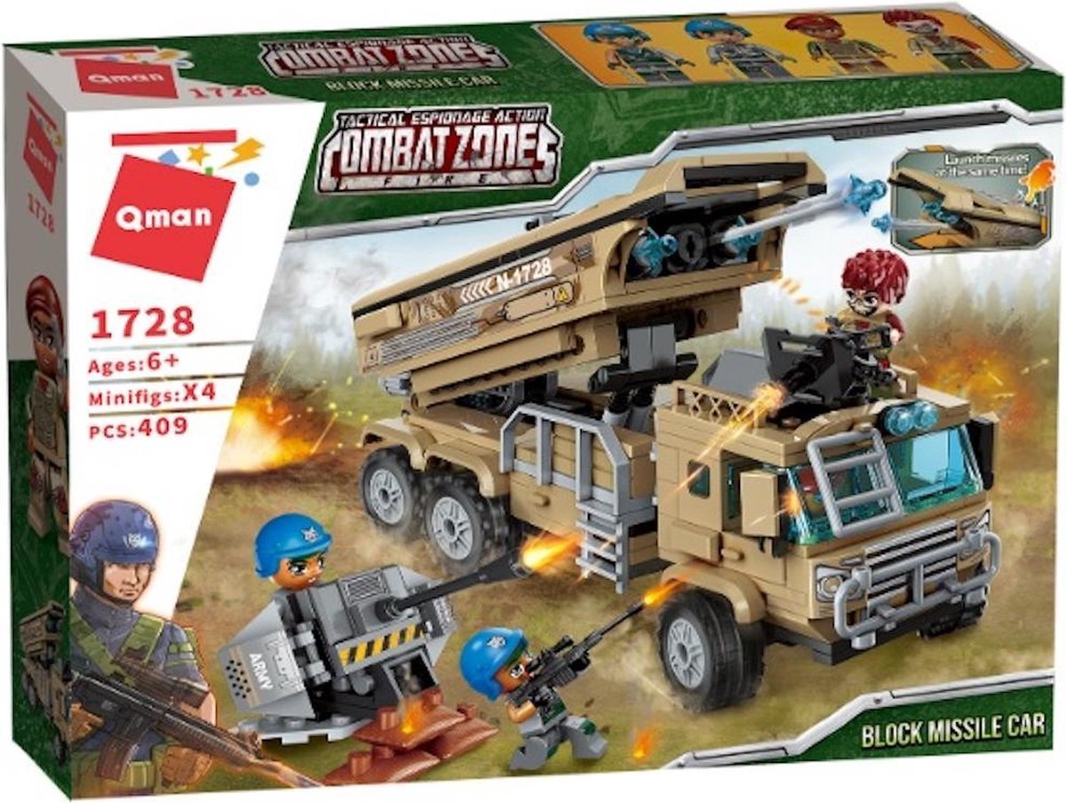 Qman 1728 Army Block Missile Car