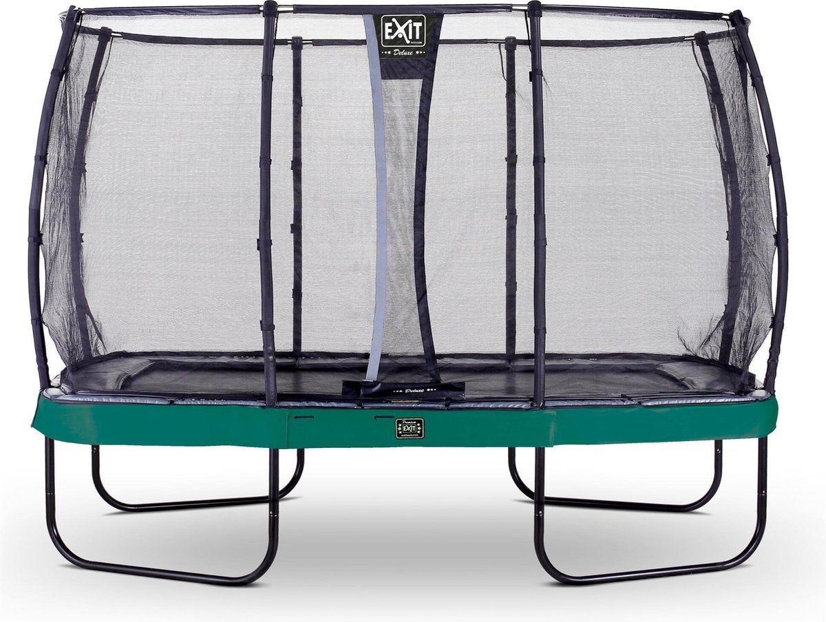 Trampoline EXIT Elegant Premium - 244x427cm - met net Deluxe groen - Rechthoekig