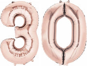 Ballon Cijfer 30 Jaar Rose Goud Verjaardag Versiering Rose Rose Gouden Helium Ballonnen Feest Versiering 86Cm Met Rietje