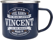 Mok - Top vent - Vincent - Geëmailleerd - Gevuld met een dropmix - In cadeauverpakking