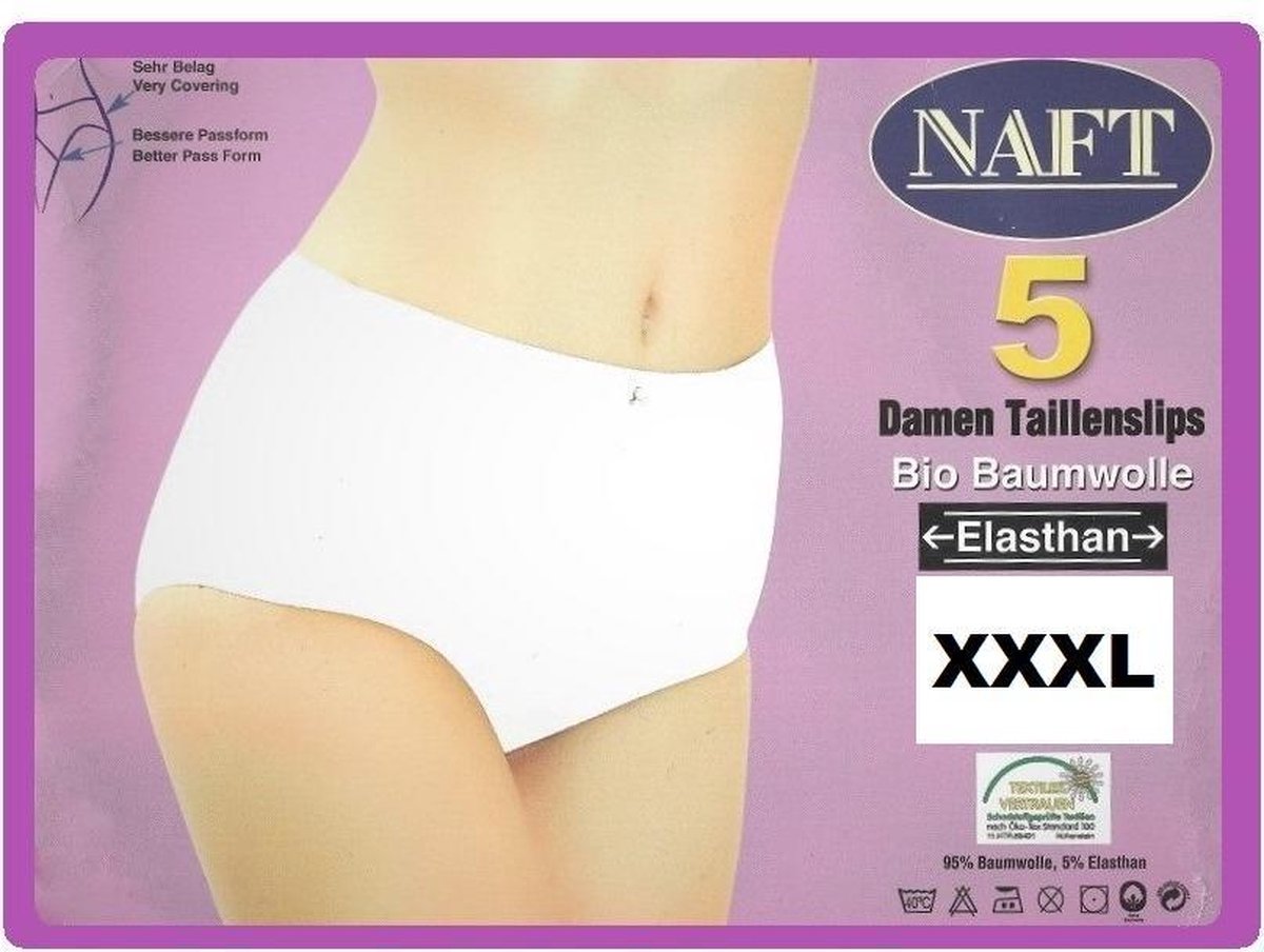 katoenen damesslips (5pack) wit maat XXXL