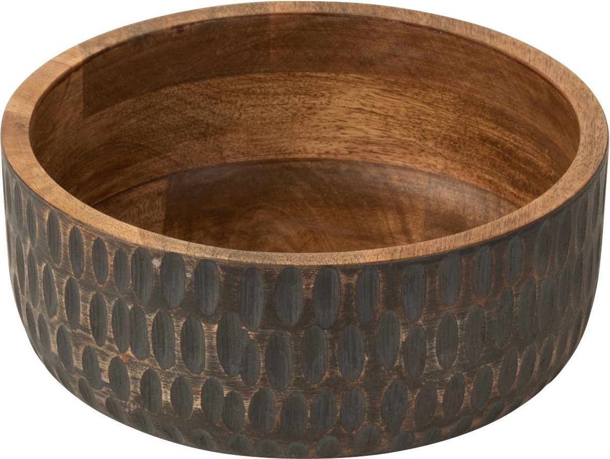 J-Line Kom Mango Hout Bruin/Zwart Large