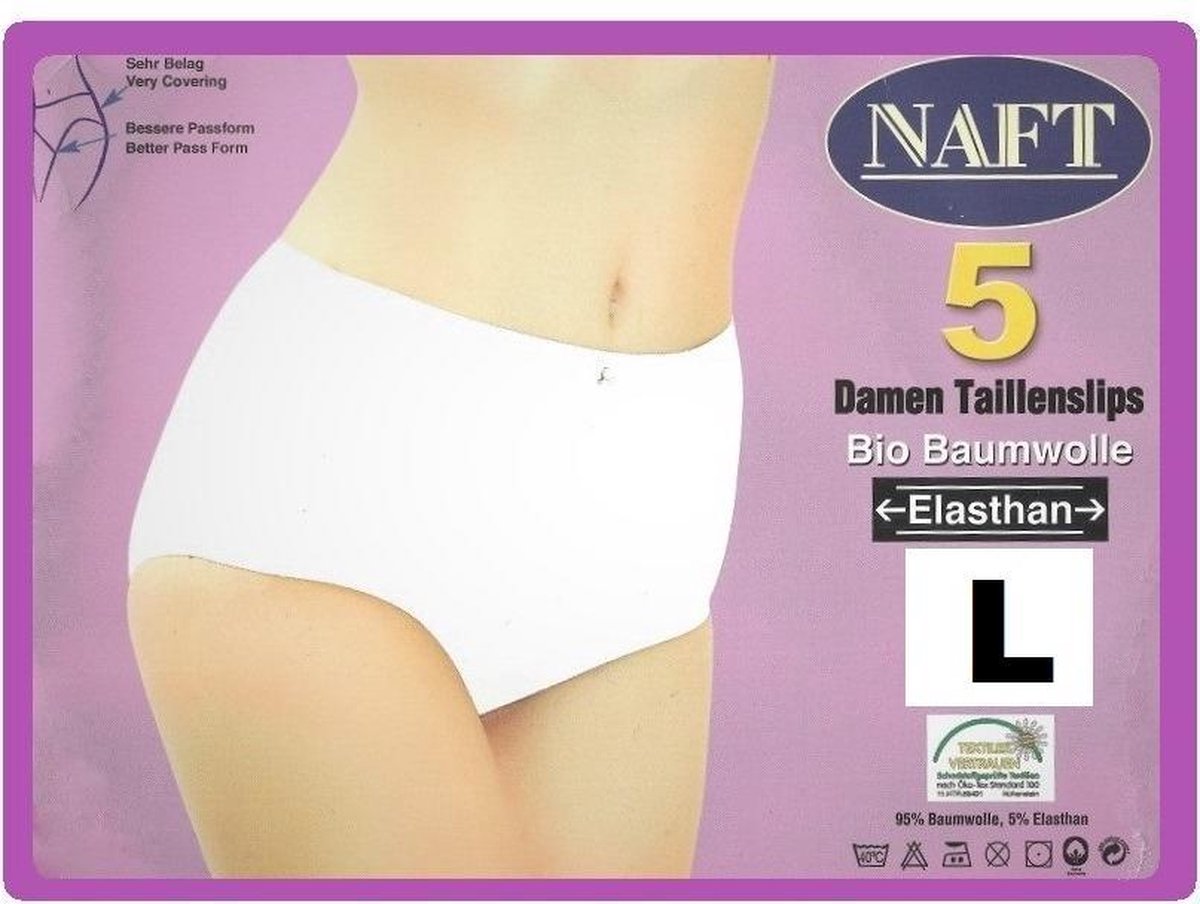 katoenen damesslips (5pack) wit maat L