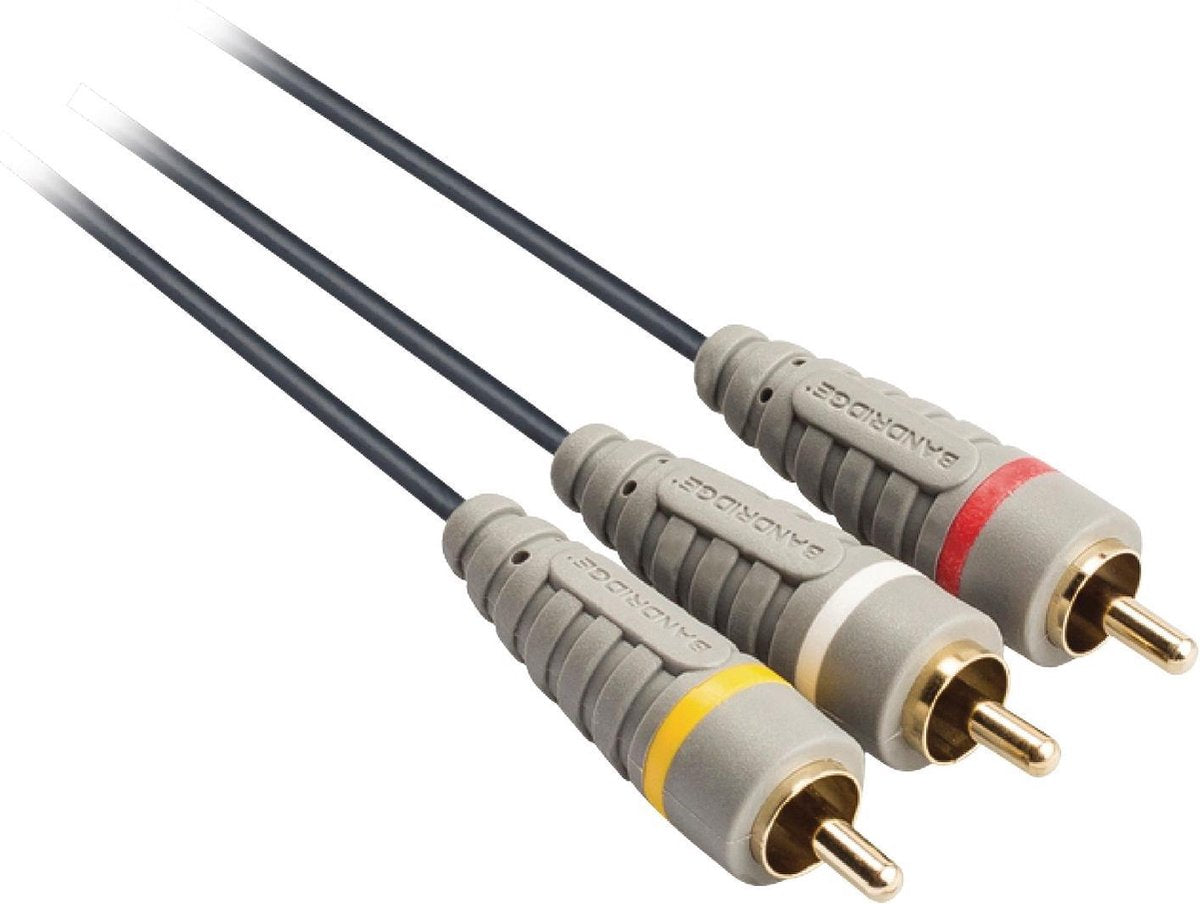 Bandridge - Composiet stereo video Kabel - 3x RCA male -> 3x RCA male - 10 meter