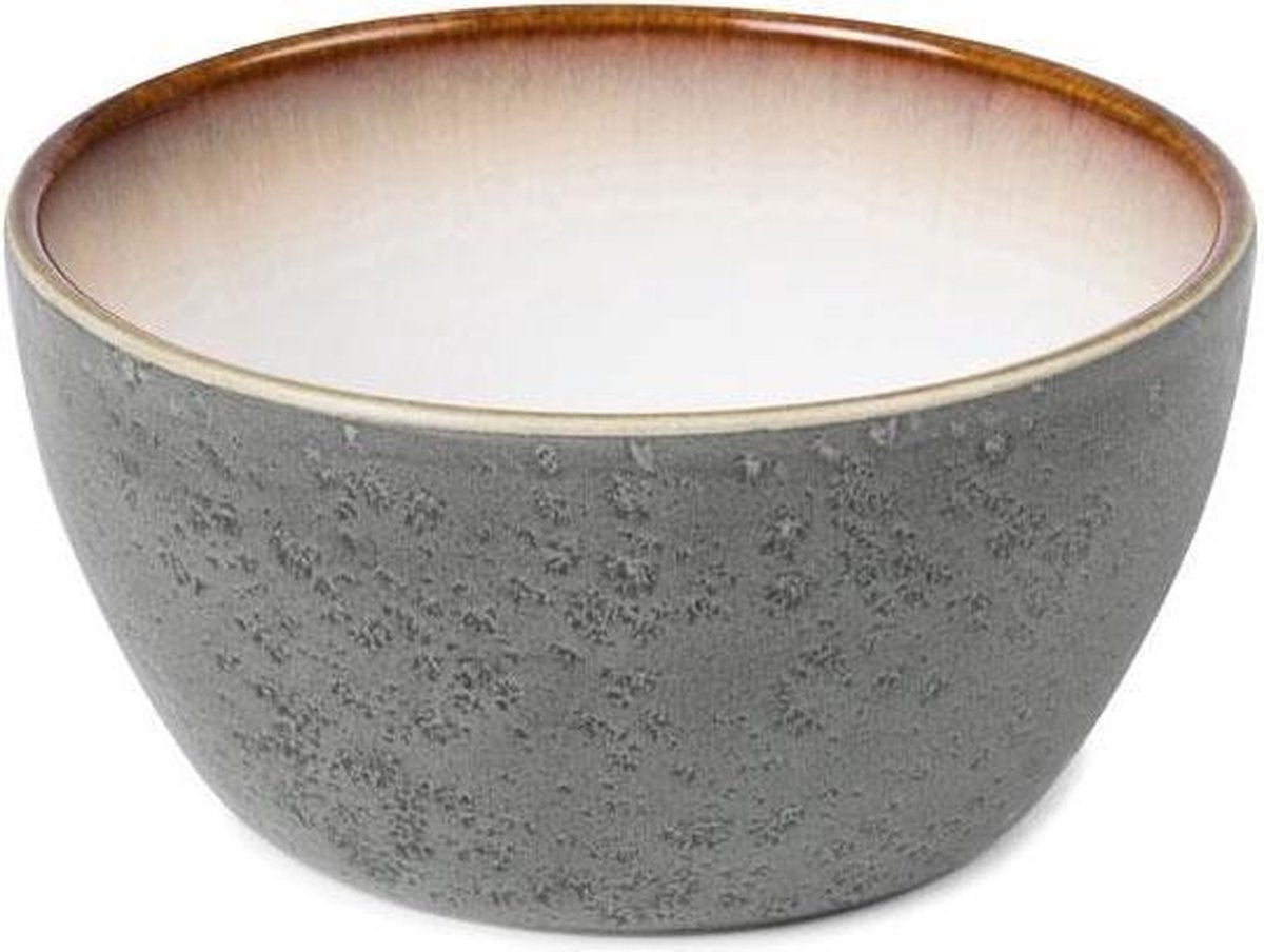 Bitz - Kom keramiek grijs / crème - Diameter 12 cm - Hoogte 6 cm