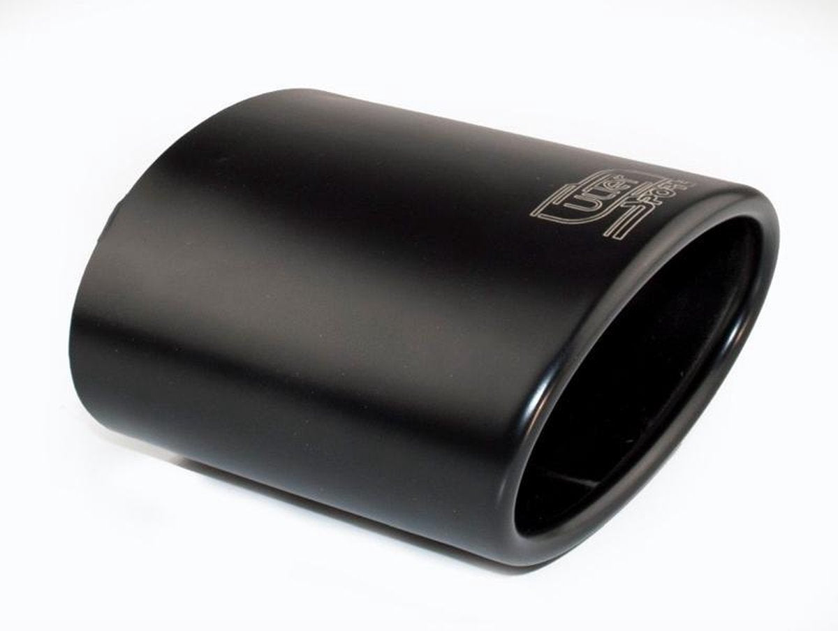 Ulter Sport Uitlaatsierstuk - Ovaal 120x80mm Schuin - Lengte 120mm - Montage 50-65mm - Zwart RVS