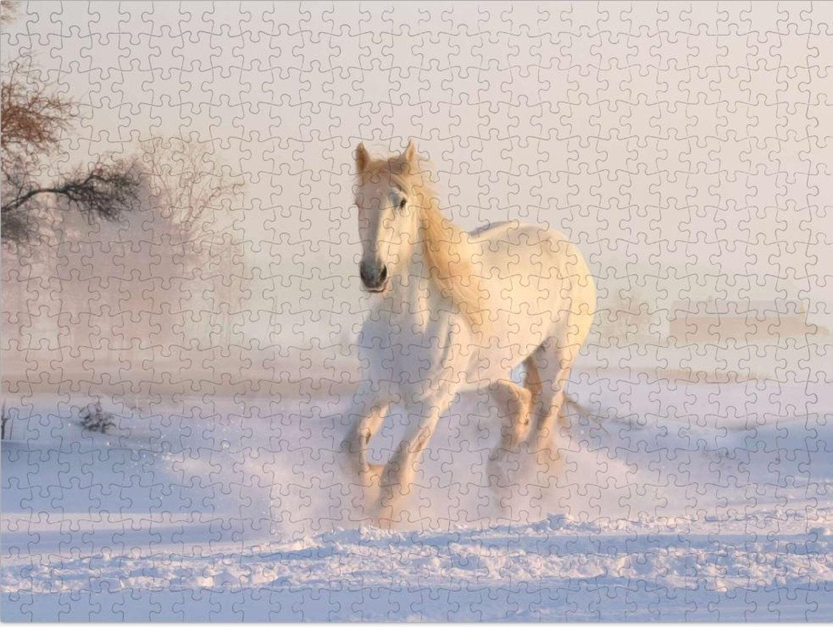 Wit Paard in de Sneeuw - Lastige Puzzel 500 Stukjes| Sneeuw - White Horse
