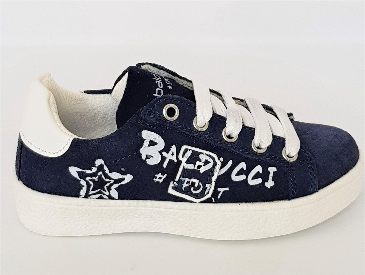 Balducci jongens sneaker laag - donkerblauw - witte print - maat 24