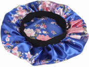 Afabs® Blauw Roze bloemen Satijnen Slaapmuts / Hair Bonnet / Haar bonnet van Satijn / Satin bonnet / Afro nachtmuts