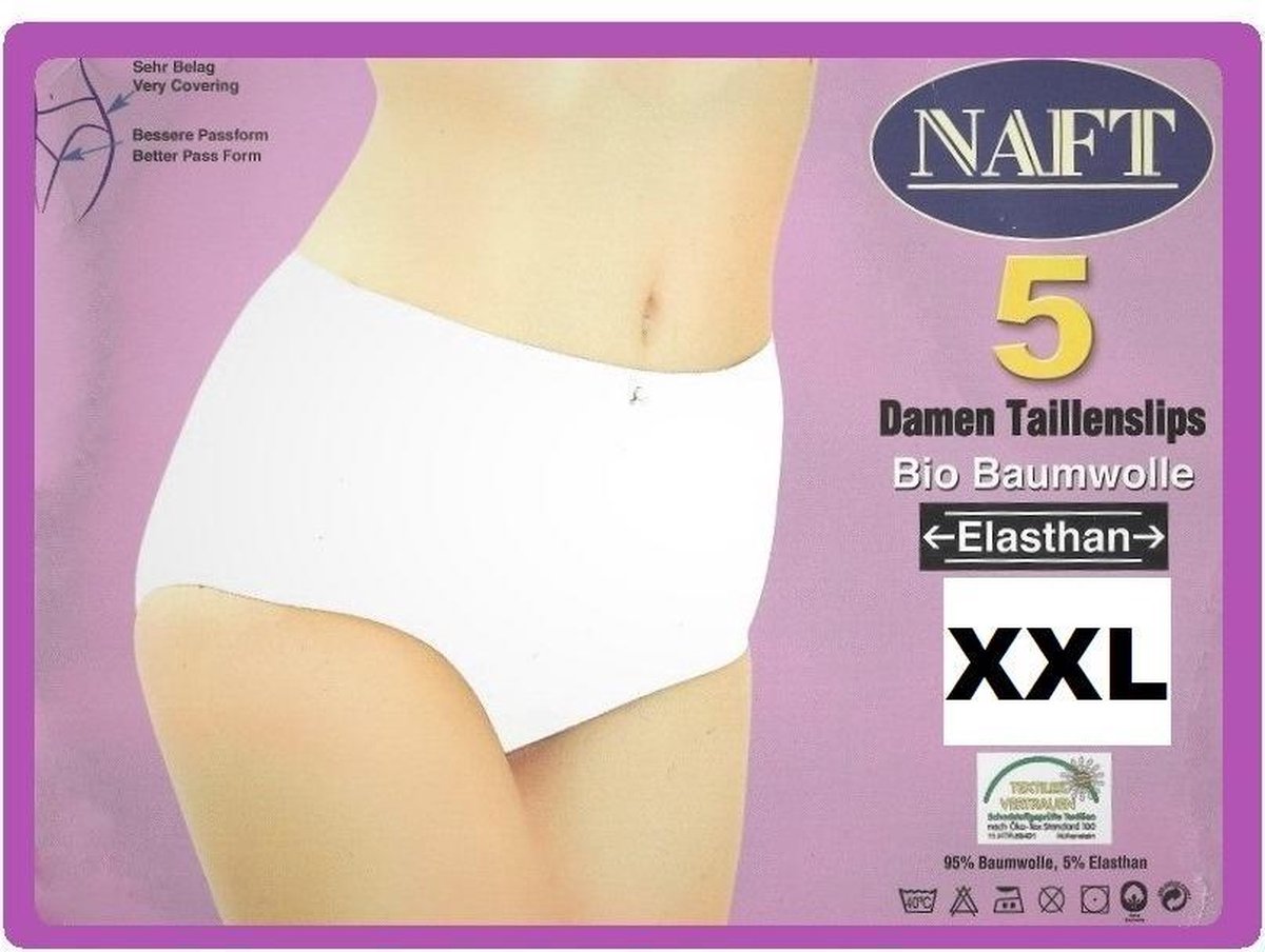 katoenen damesslips (5pack) wit maat XXL