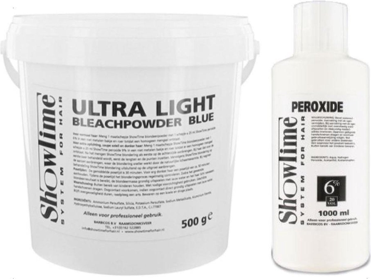 [Combo] Showtime Ultralight Blondeerpoeder (500gram) + Showtime Oxidant Creme Peroxide 6% - (1000ml)