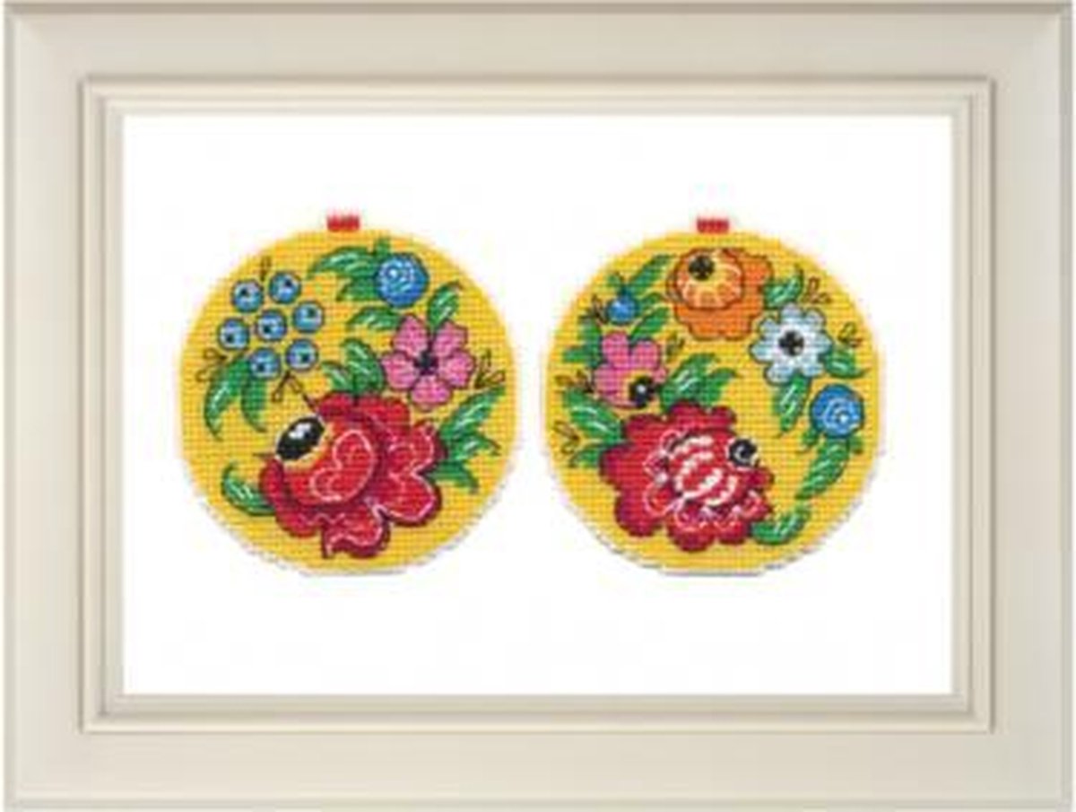 Oven Borduurpakket Kersthanger Bloemen 8