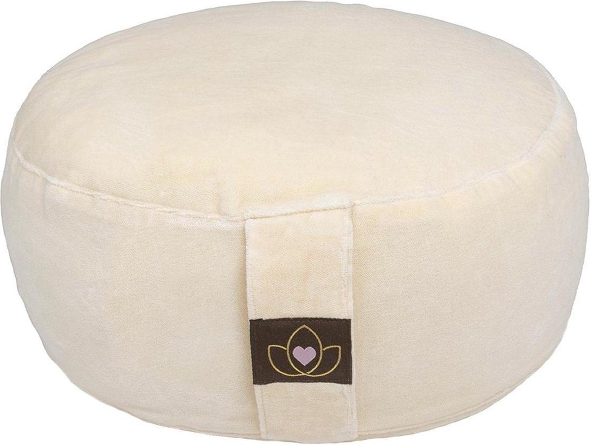 Meditatiekussen velvet eco naturel rond – Lotus | Yoga kussen