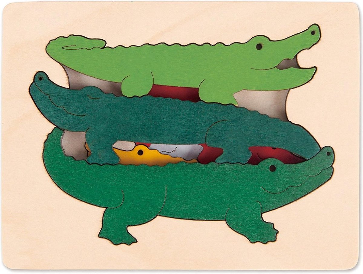 Hape Vormenpuzzel Krokodil Junior Hout 6 Stukjes