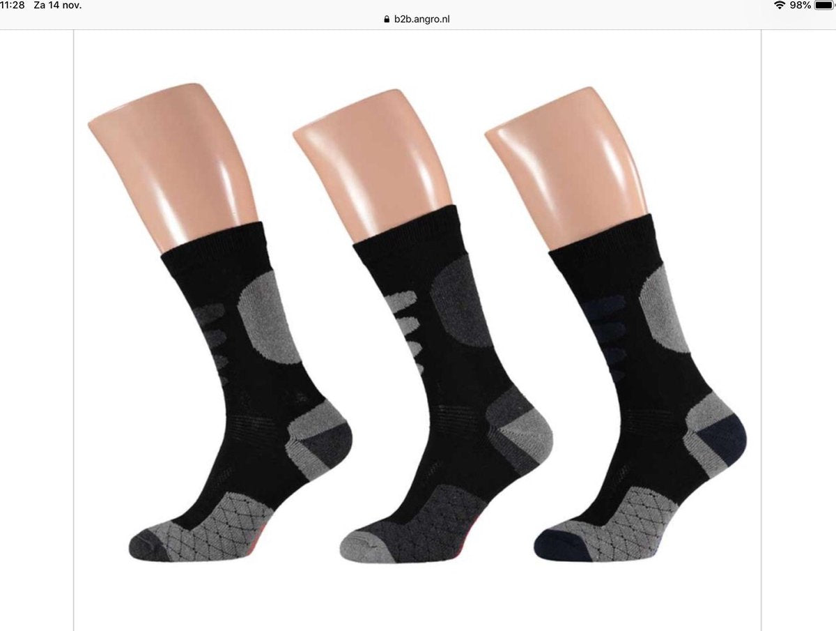Wandelsokken - Heren/Dames - Multipack - Zwart - 39/42