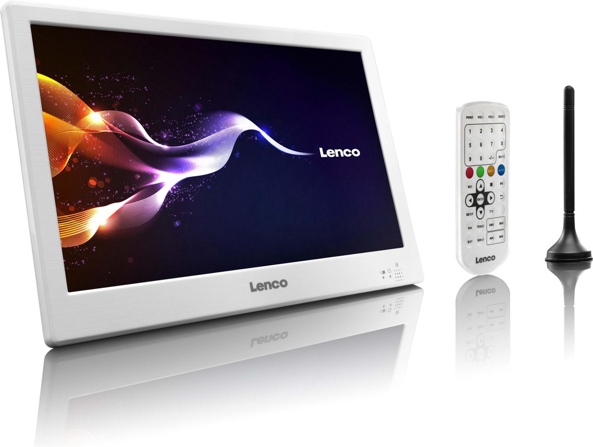 Lenco TFT-1028 - Draagbare televisie HD met DVB-T2 - 10 inch - Wit