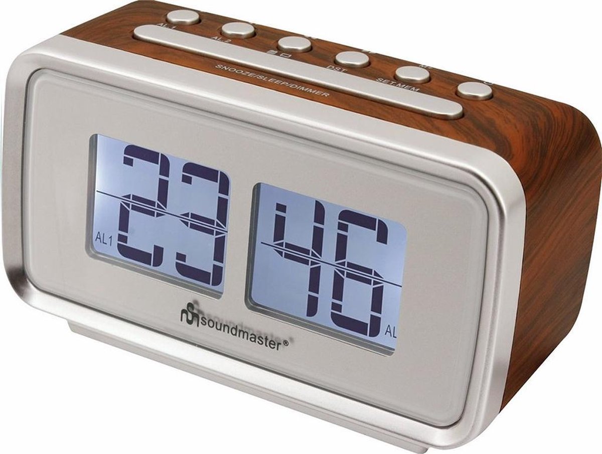 Soundmaster UR105BR - Wekkerradio in retro stijl - donkerbruin