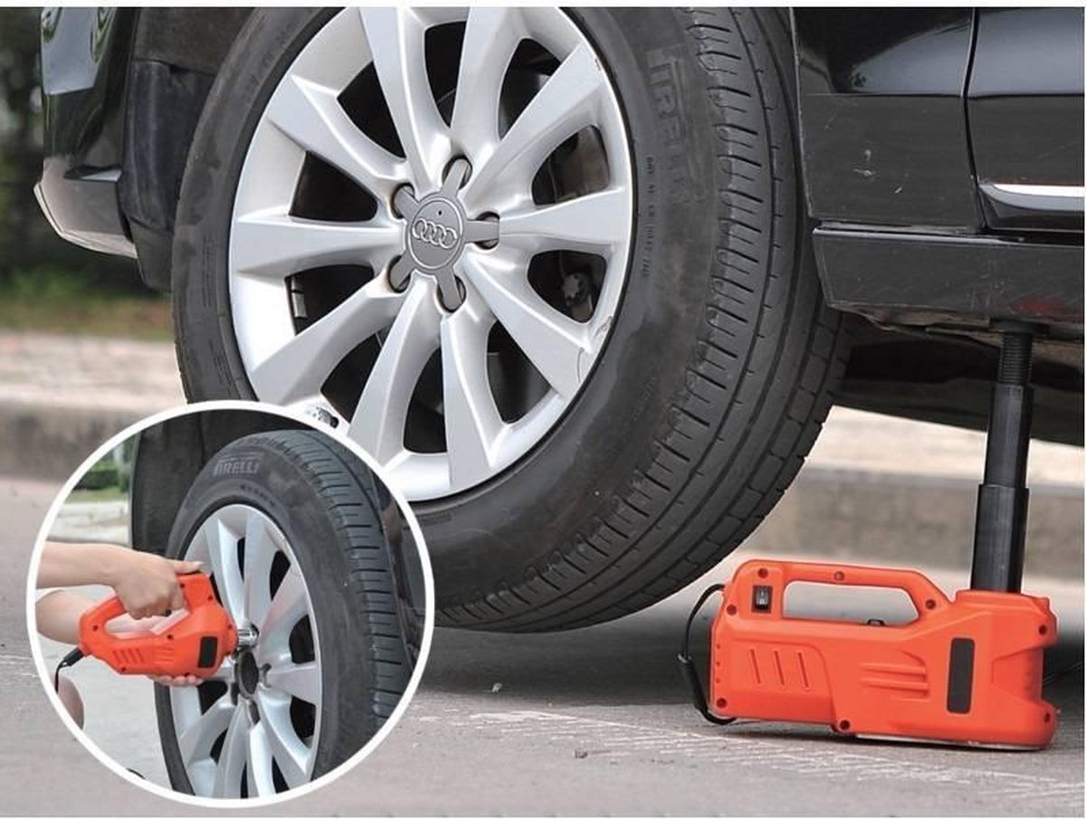 Electrische 12V Krik 3 ton + Slagmoersleutel 12V In Handige Opbergkoffer