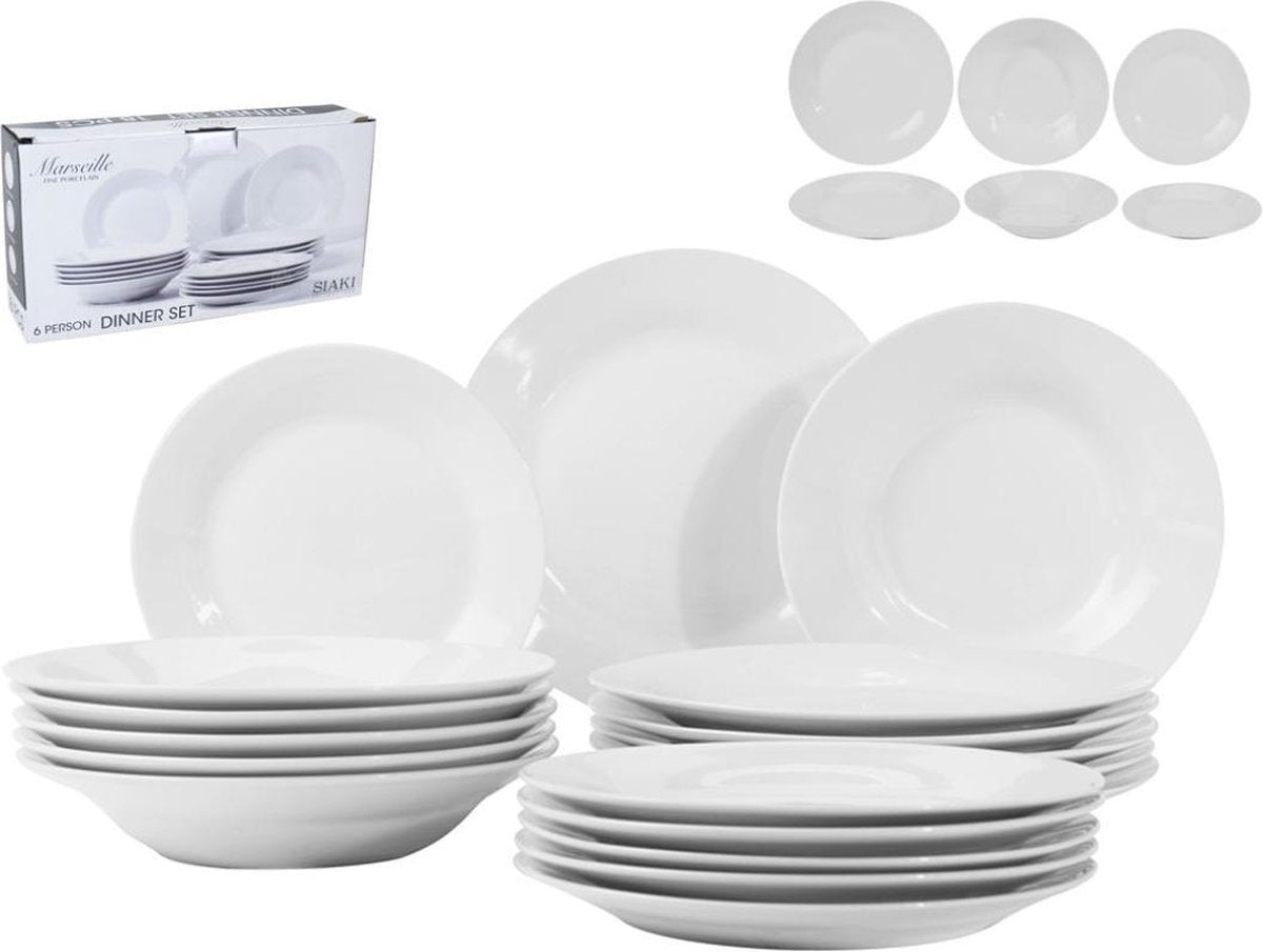 Porseleinen Servies 18 Stuks Wit