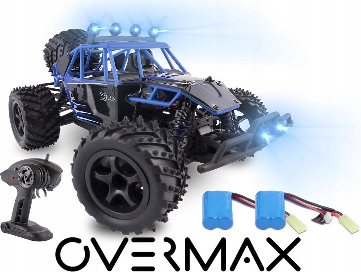 Overmax X-Flash - Bestuurbare auto - 45 km/h topsnelheid - 100 m bereik - Zwart/Blauw
