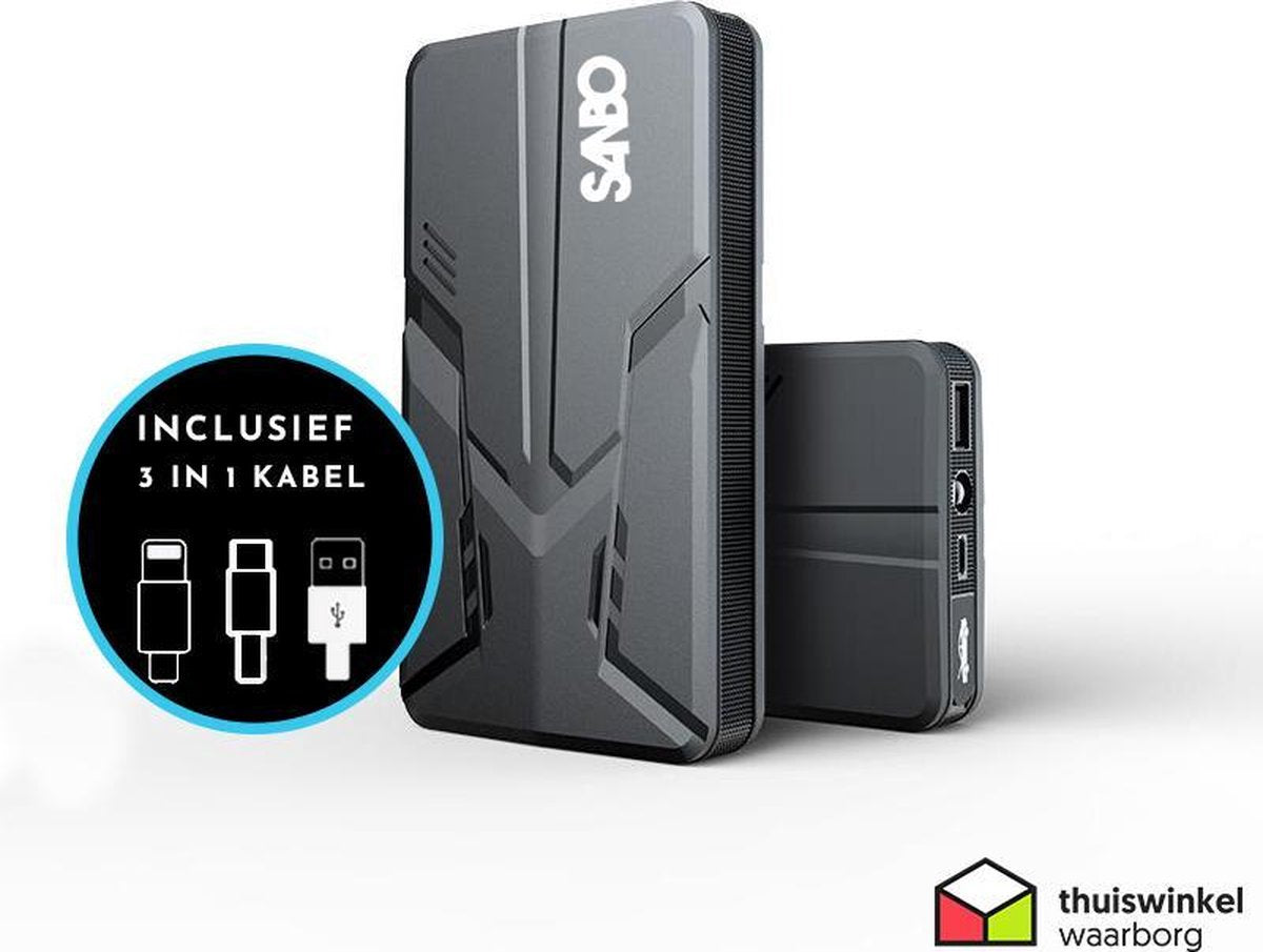Sanbo® X12 PRO  Jumpstarter - Incl. luxe opbergtas - 16.000 MaH batterij - Fastcharge - 600A - 4 in 1 starthulp - Powerbank - SOS noodlicht - Zaklamp - Starthulp - Jumpstarter voor auto -