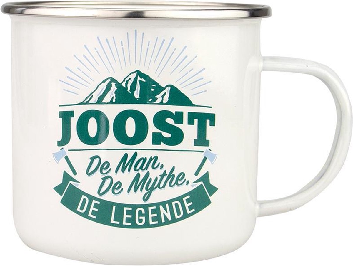 Mok - Top vent - Joost - Geëmailleerd - Gevuld met verpakte Sorini bonbons - In cadeauverpakking