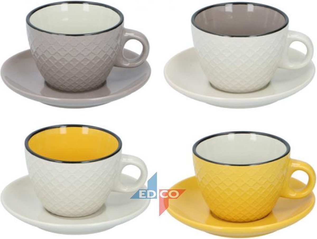 8 delige set Cappucino Kop & Schotel