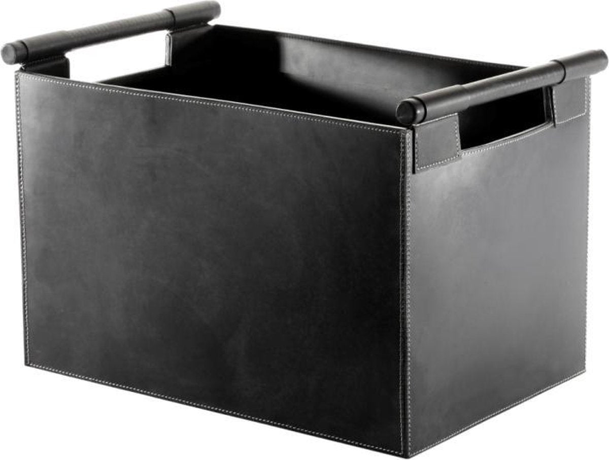 Orskov 39 Houtmand rechthoek zwart leer - zwart - leer H28/B45/D30