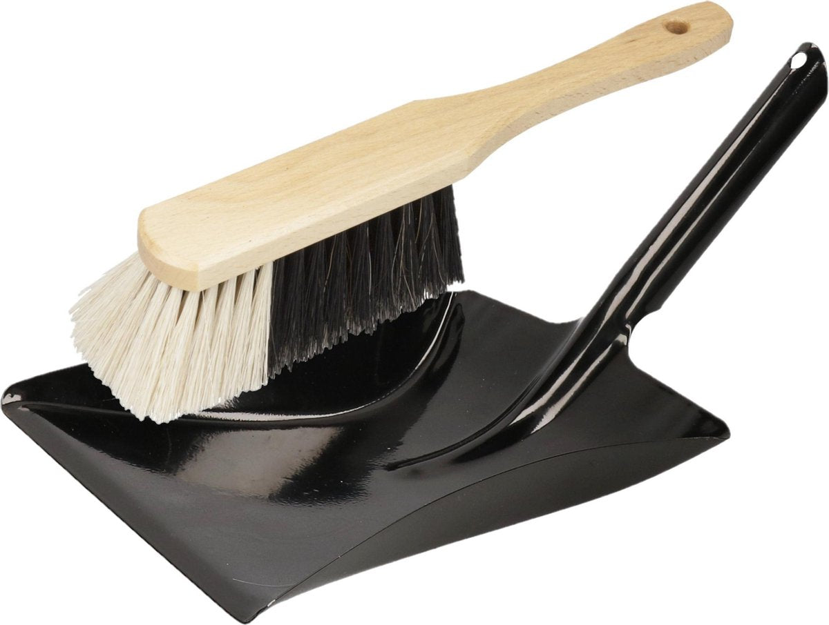 Stoffer en blik zwart van metaal/hout voor binnen