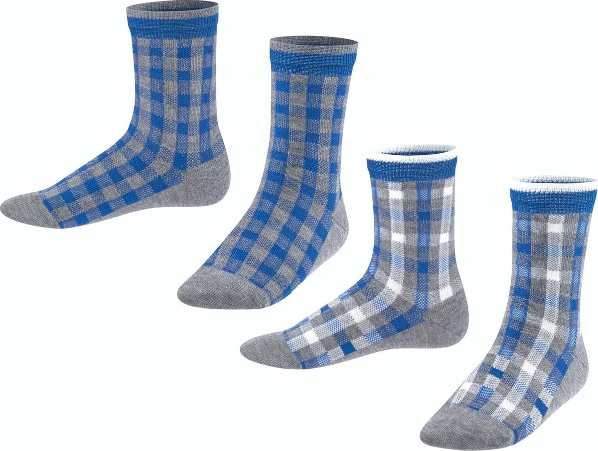 Esprit 2-PACK Ruit Sokken Kinderen 18166 - Grijs 3390 light greymel. Kinderen - 27-30