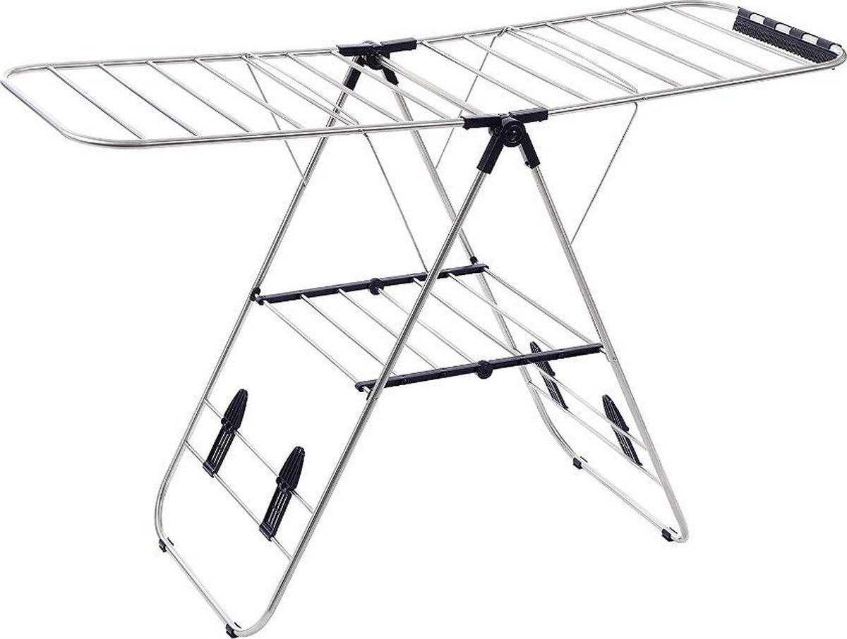 MIRA Home - Droogrek - Wasrek inklapbaar - Praktisch - Plastic - Zilver - 147x56x97-128