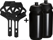 Tacx Ciro Bidonhouders + Shiva Bidons - Set van 2 stuks Zwart - Zwart