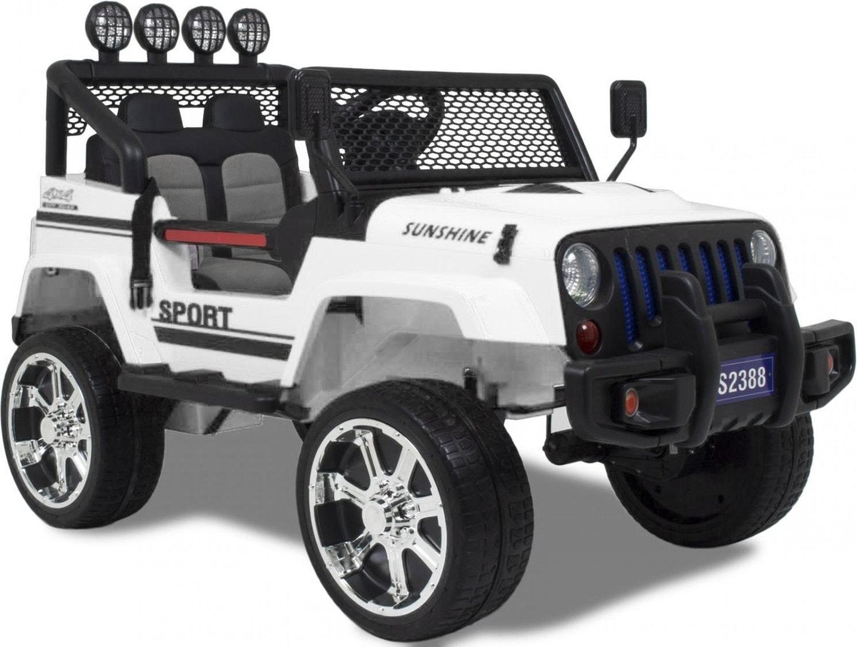 Jeep Monster - Elektrische Kinderauto - Accu Auto - Sterke Accu - Afstandbediening - Wit