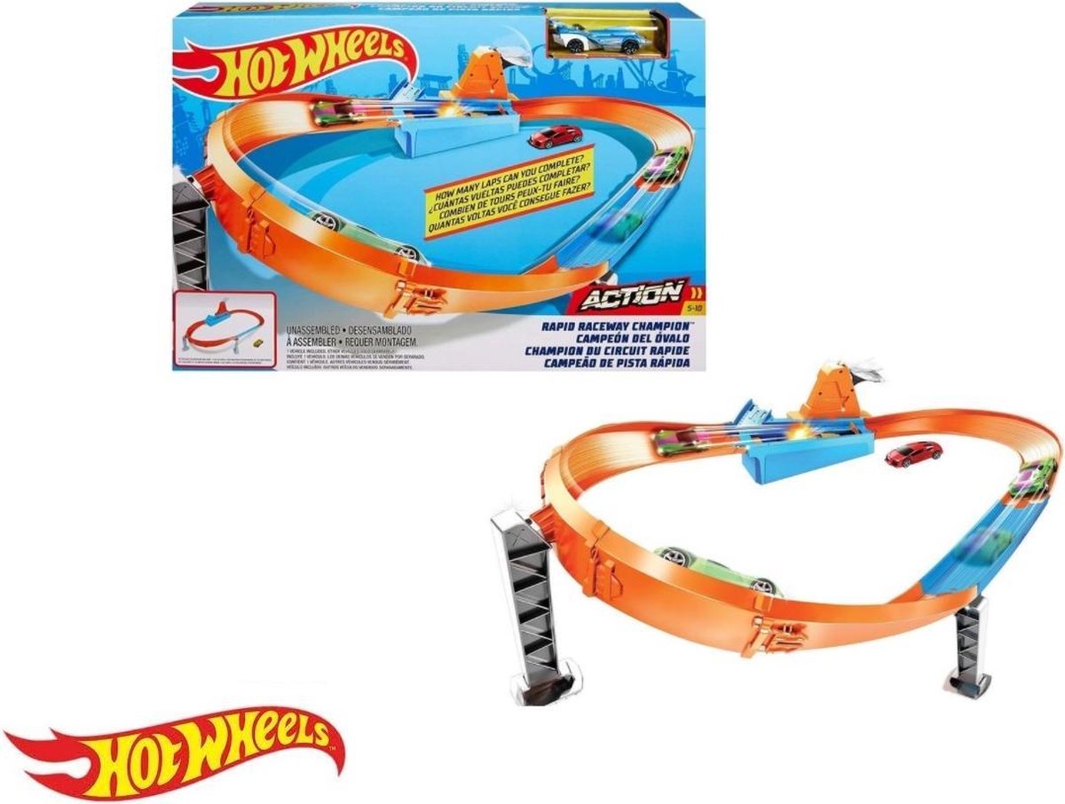 Hot Wheels - Rapid Raceway Champion - Action - Circuit - Racebaan - City - Track Builder - Van Mattel