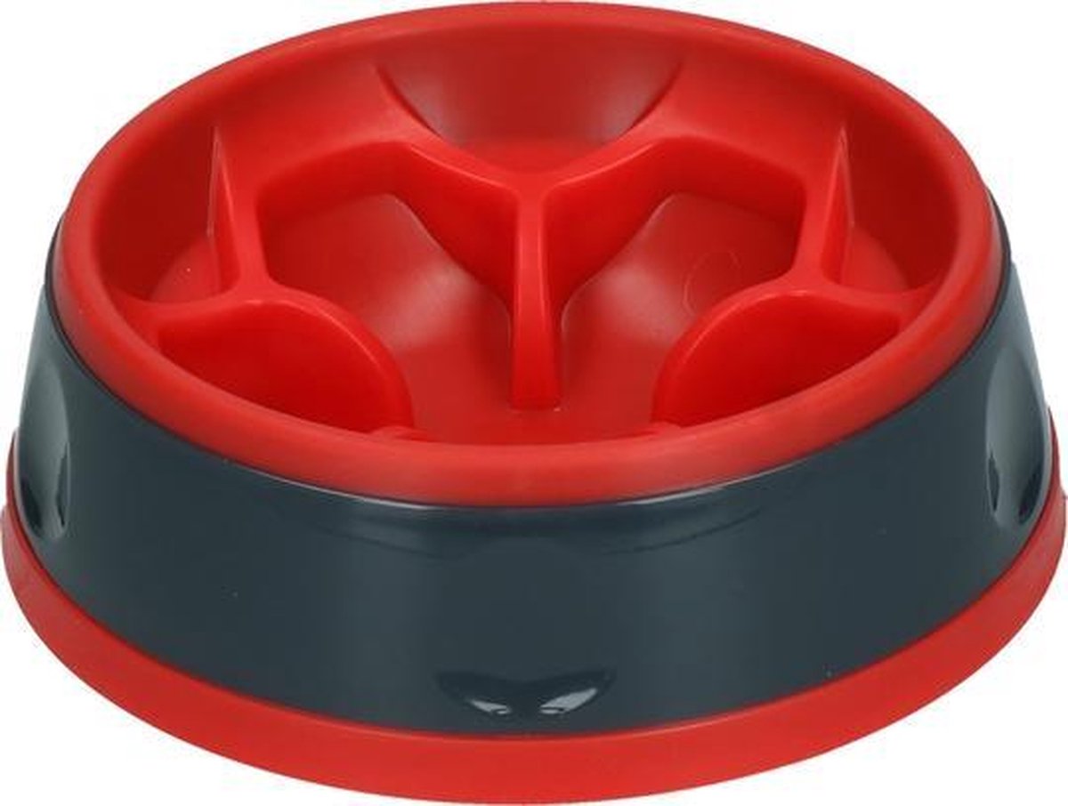 Eat Slow Live Longer Voerbak - Anti schrok Rood M - Honden voerbak