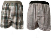 Embrator 2-stuks mannen Boxershorts geweven katoen bruin/grijs/zwart XL