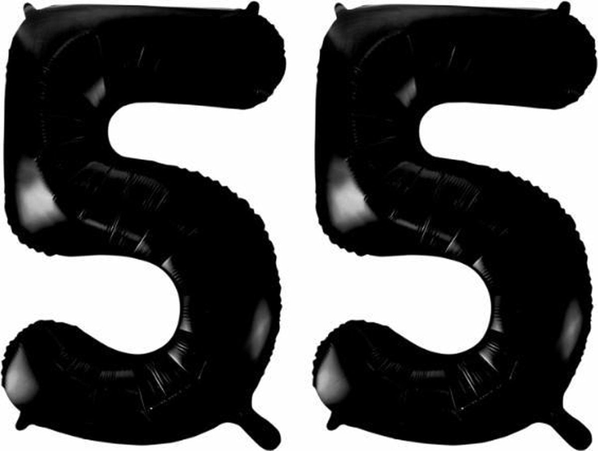 Folieballon 55 jaar zwart 86cm
