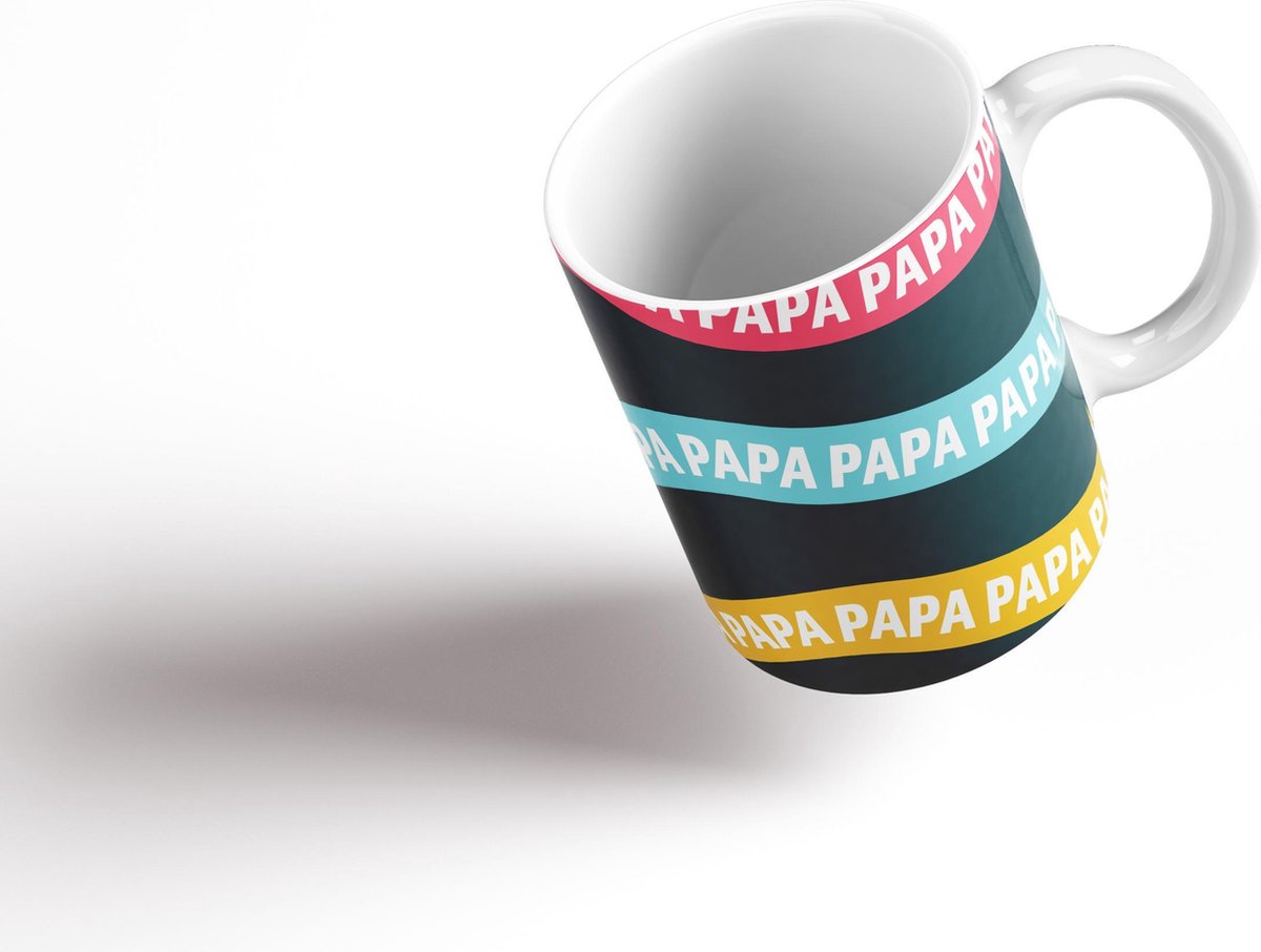 Mok: papa-papa-papa-papa - Vaderdagcadeau - Vaderdag mok