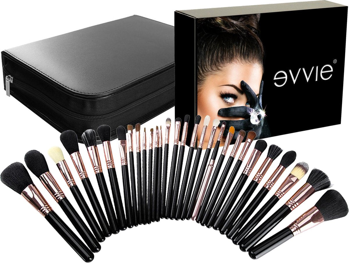 Evvie Professionele  Deluxe Visagie Make-up Kwasten - Kwastenset - 29 stuks
