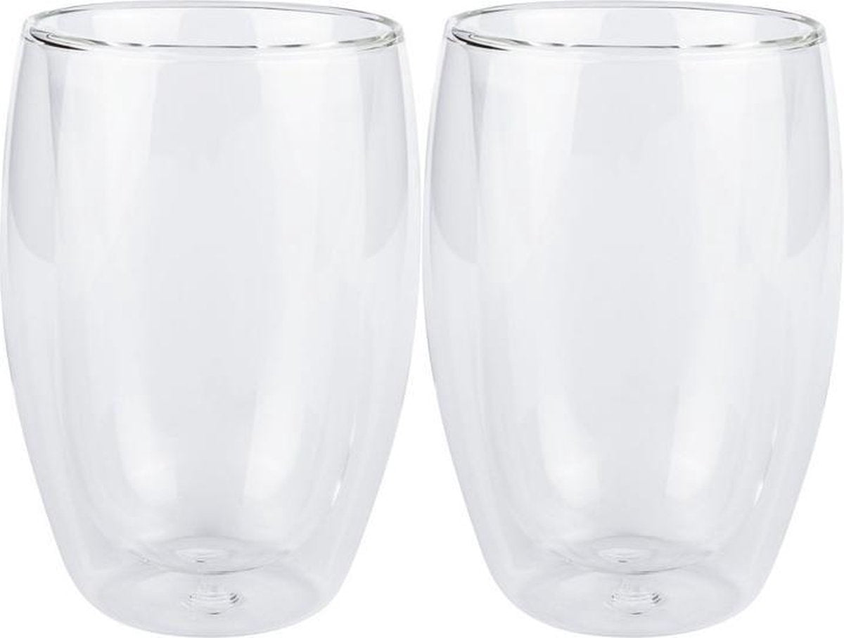Thermoglazen - ERNESTO® - Latte Macchiato - dubbelwandig - ca 390 ML - 2 stuks - handgemaakt en mondgeblazen