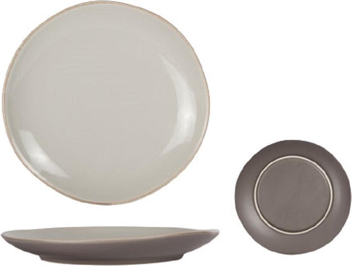 Cosy en Trendy Oleada Taupe Plat Bord  Aardewerk - D27cm (set van 6) En Yourkitchen E-kookboek - Heerlijke Smulrecepten