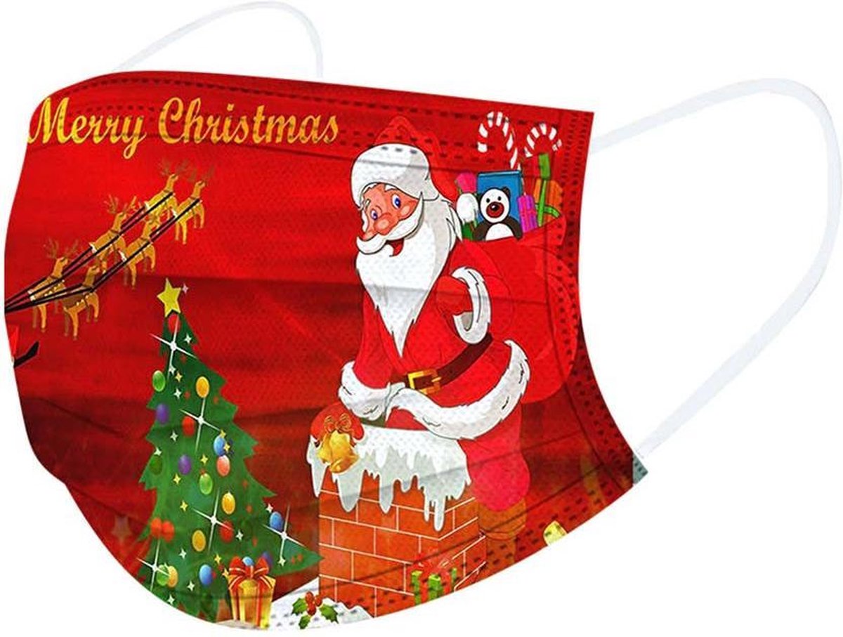 10-pack Mondkapjes Kerst - Christmas Mondmaskers - Drie-laags Prent Mondkapje