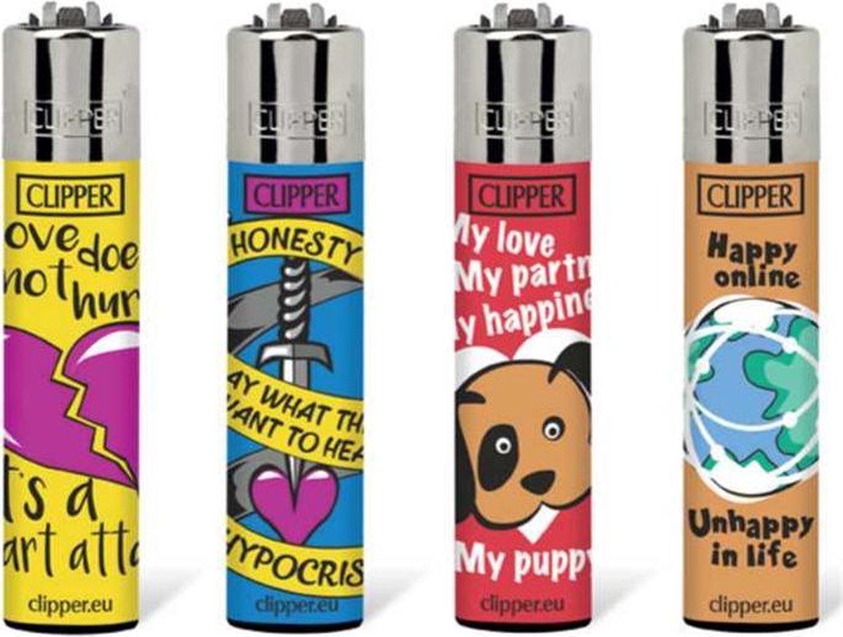 Clipper Aansteker - Love Quotes - 4 stuks