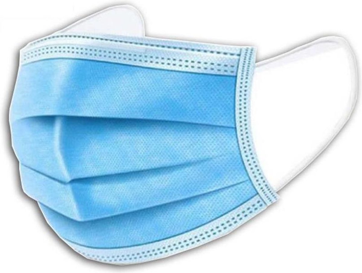 Mondmaskers - niet medisch - blauw - 3 laags