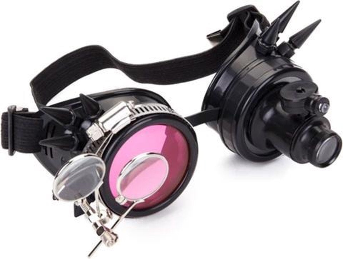 Steampunk bril goggles zwart - led lampje