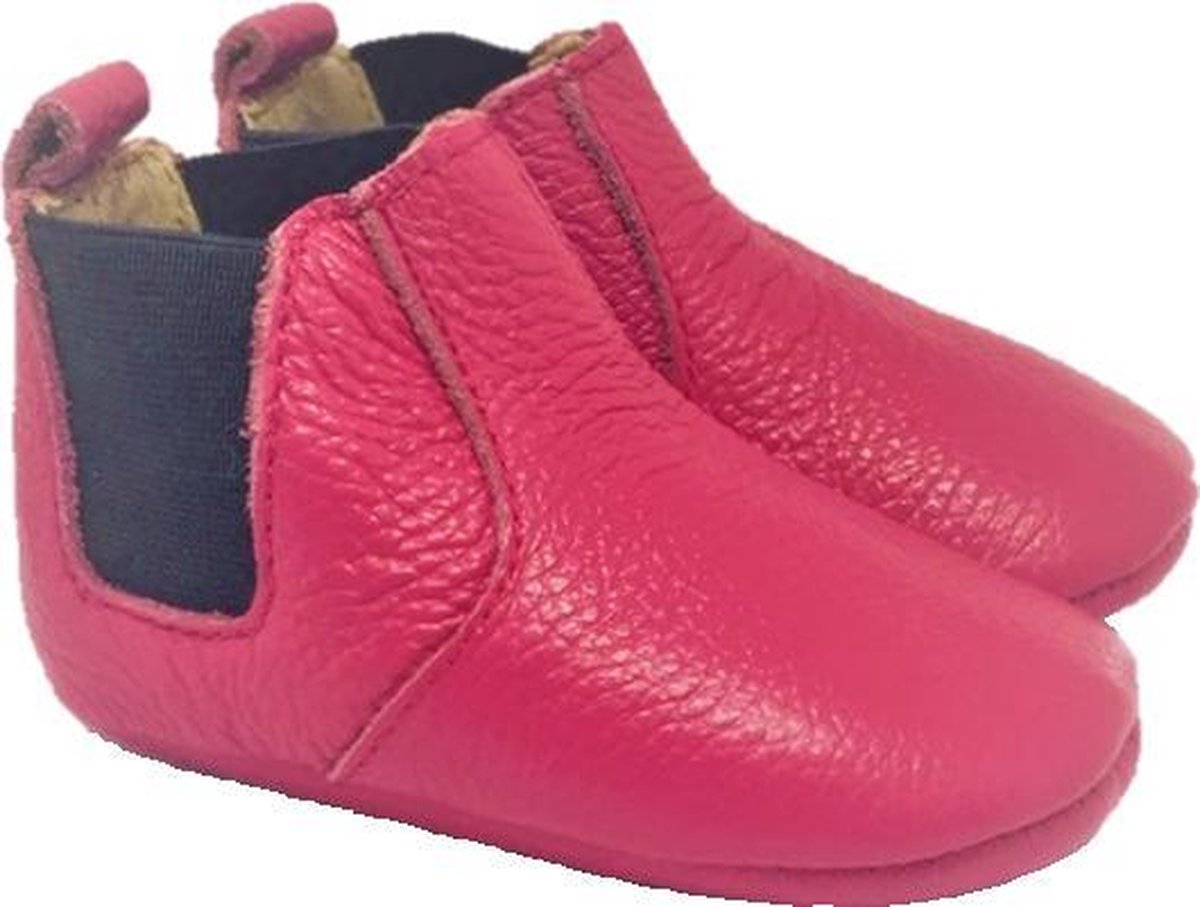 Baby Laarsjes - Roze - Maat M - Laarsjes – Echt leer - Unisex - Baby Slofjes - Baby schoenen - Babyschoenen - Babyslofjes – Drukkies – 6-12 Maanden