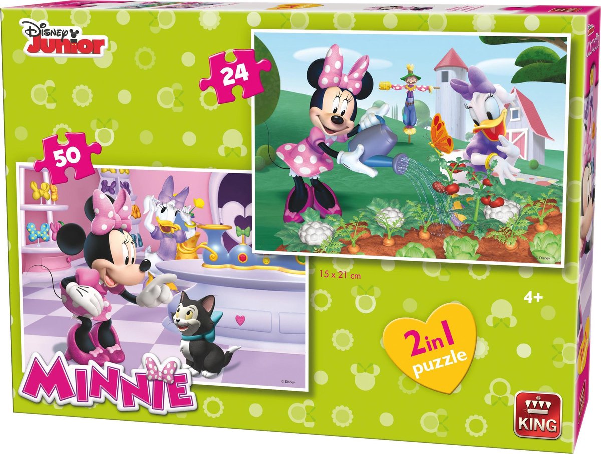 Disney 2 in 1 Puzzel - 24 en 50 stukjes Minnie Mouse - King - Kinderpuzzel