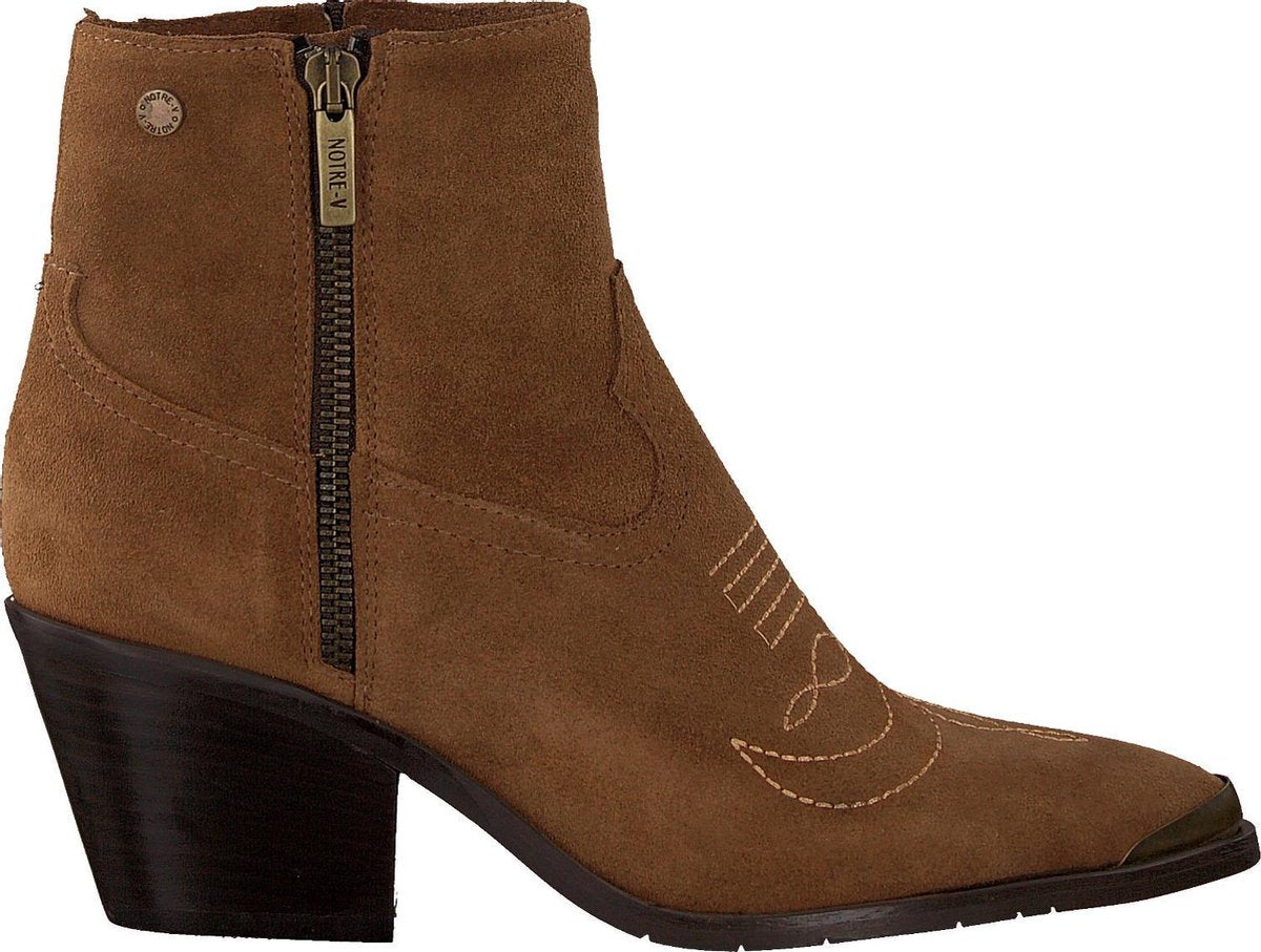 Notre-V Ai397 Enkellaarsjes - Enkelboots - Dames - Cognac - Maat 40